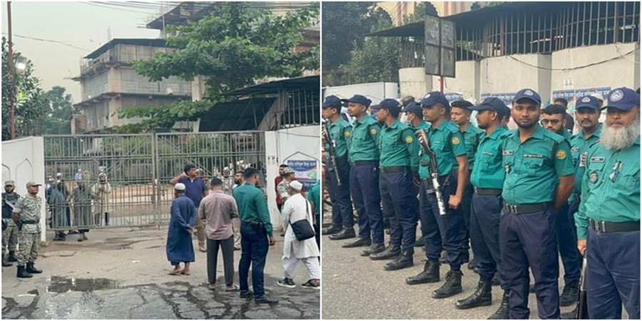 Security tightened at Kakrail Mosque since morning. Photo: Collected